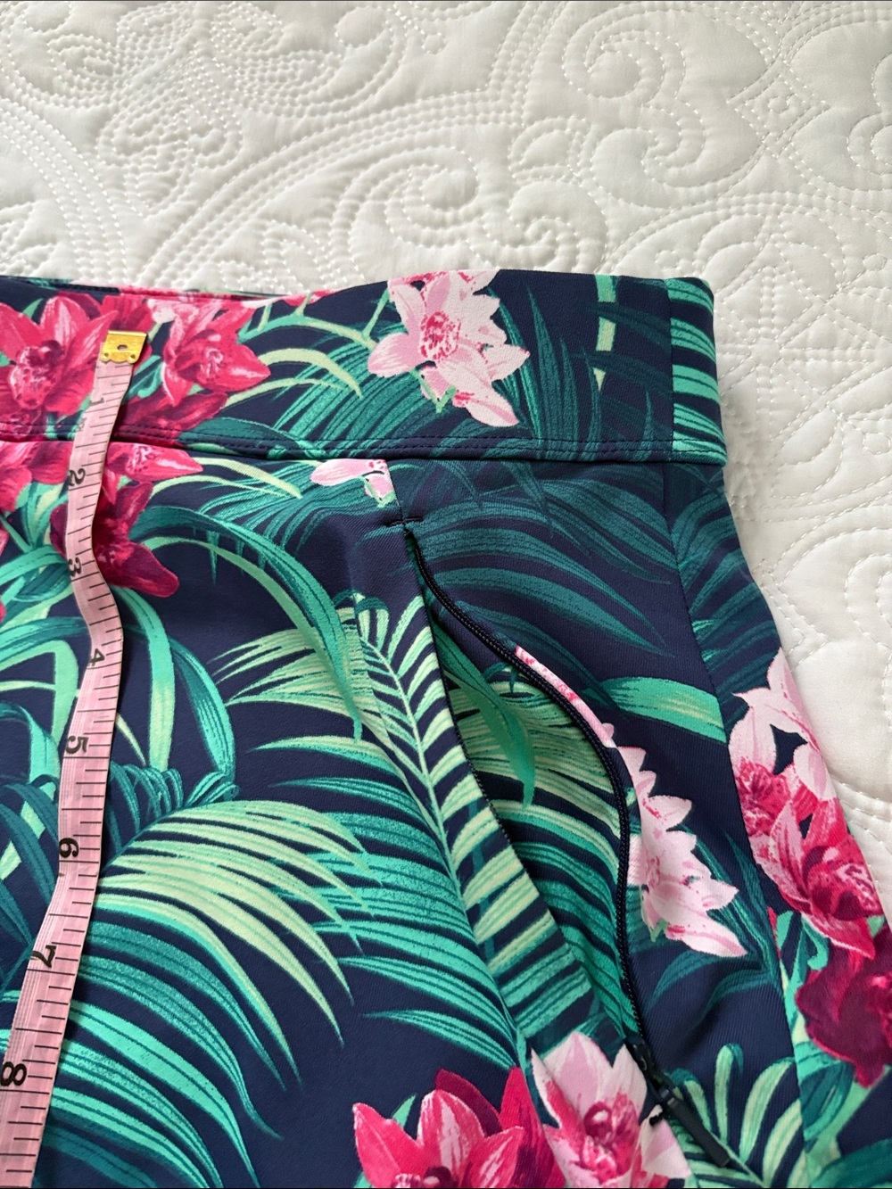 Tommy Bahama Tropical Navy Mini skorts with Pink & Green Floral Print - Picture 11 of 11